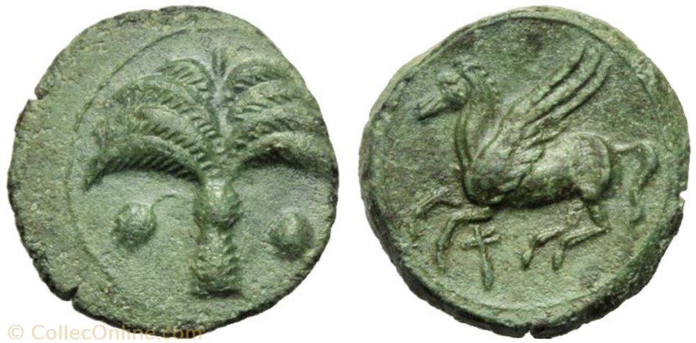 Carthage : Unité de bronze 330 à 300 avant J.-C. monnaie antique jc ap grecque carthage unite de bronze 330 a 300 avant j c