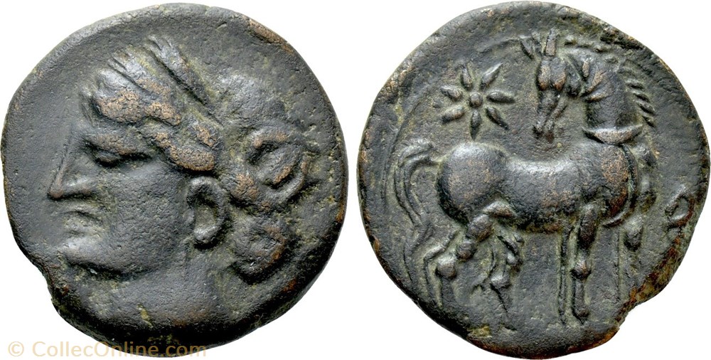 Carthage : Demi-Shekel 215 à 201 avant J.-C. monnaie antique jc ap grecque carthage demi shekel 215 a 201 avant j c