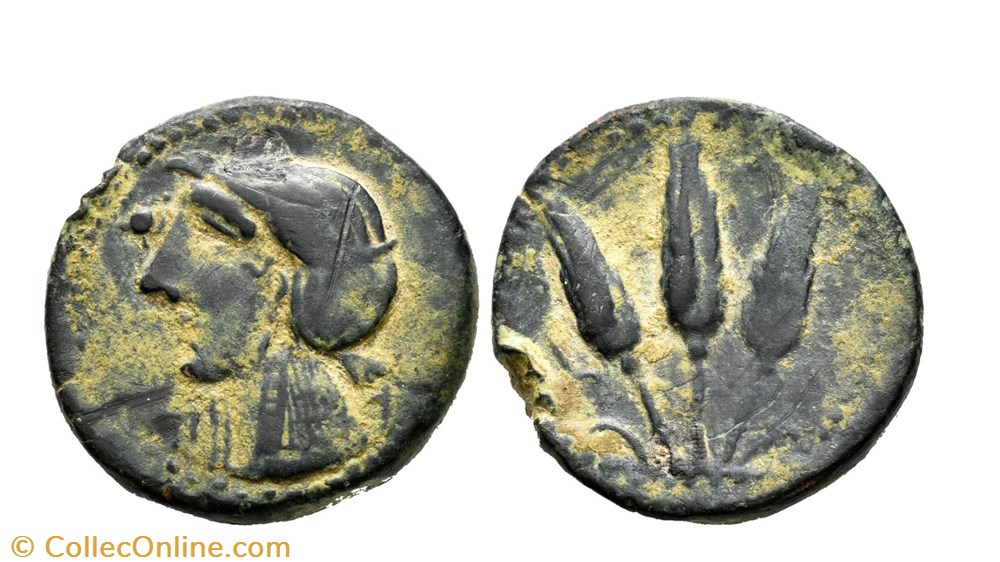 Unité de bronze - IOL (150 à 100 avant J.C.) monnaie antique jc ap grecque unite de bronze iol 150 a 100 avant j c