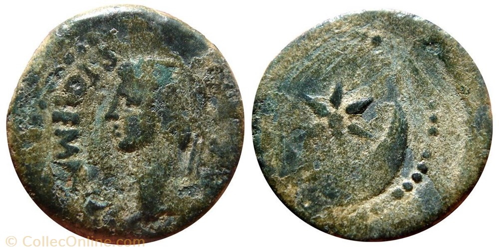 Quart d'unité de bronze - Ptolémée (20 à 40 après J.-C.) monnaies antiquite av jc grecques quart unite de bronze ptolemee 20 a 40 apres j c
