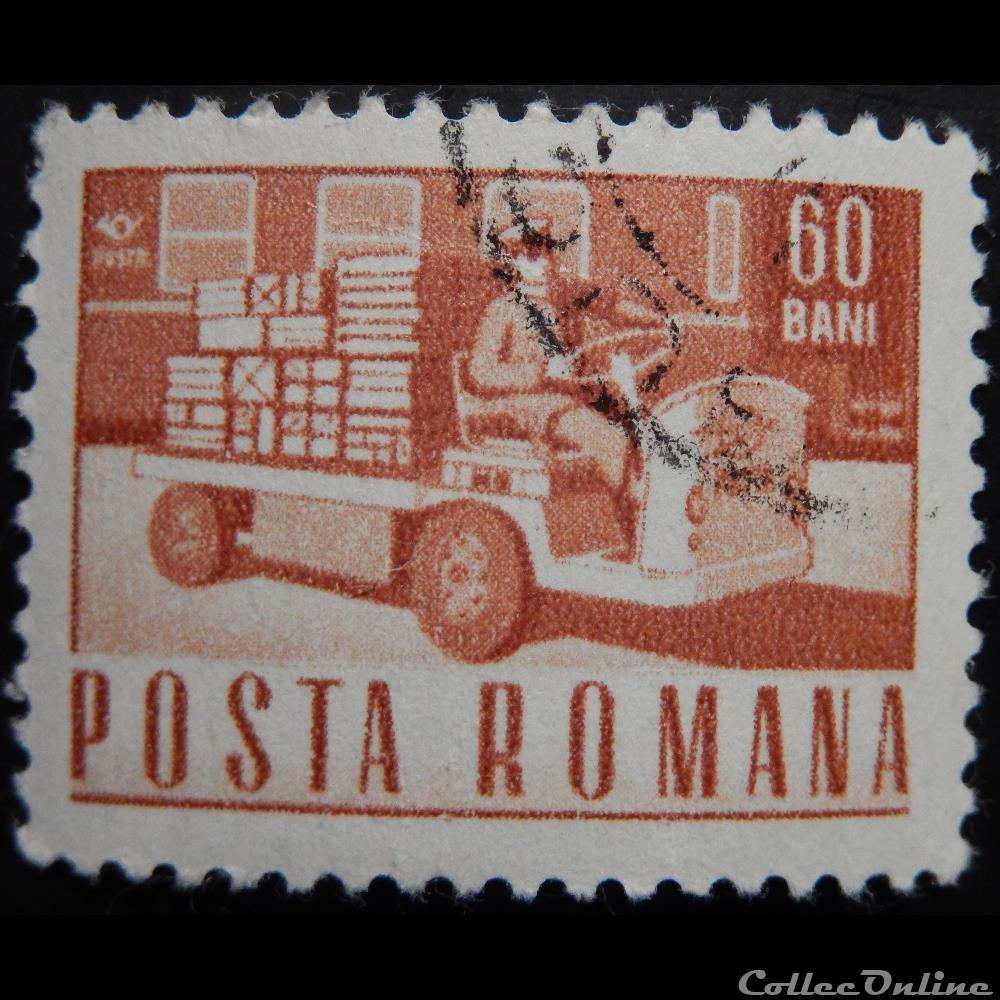 Roumanie 02352 Camion électrique 60 Bani de 1968 timbre europe roumanie 02352 camion electrique 60 bani de 1968