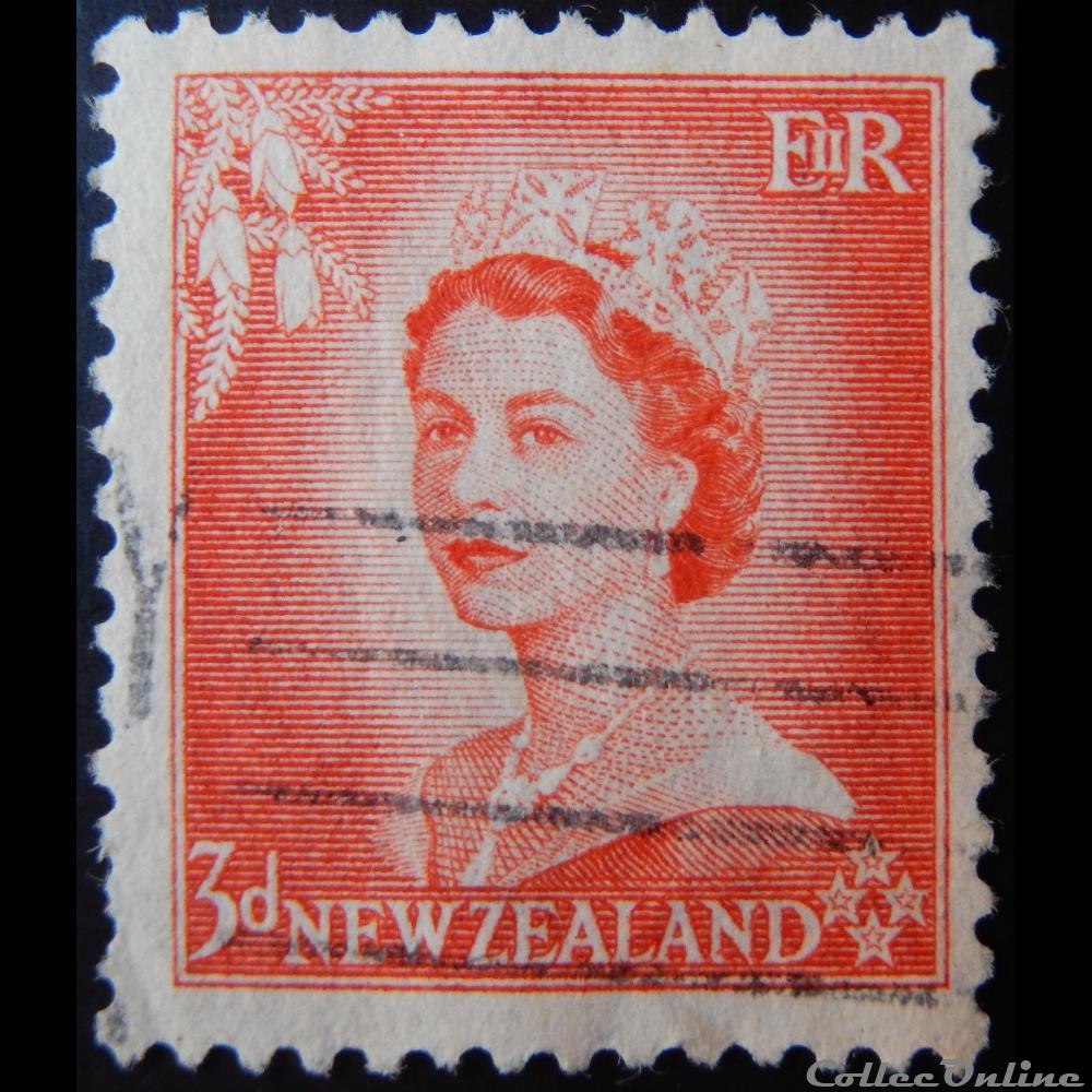 timbre oceanie nouvelle zelande 00331 reine elisabeth ii 3p de 1954