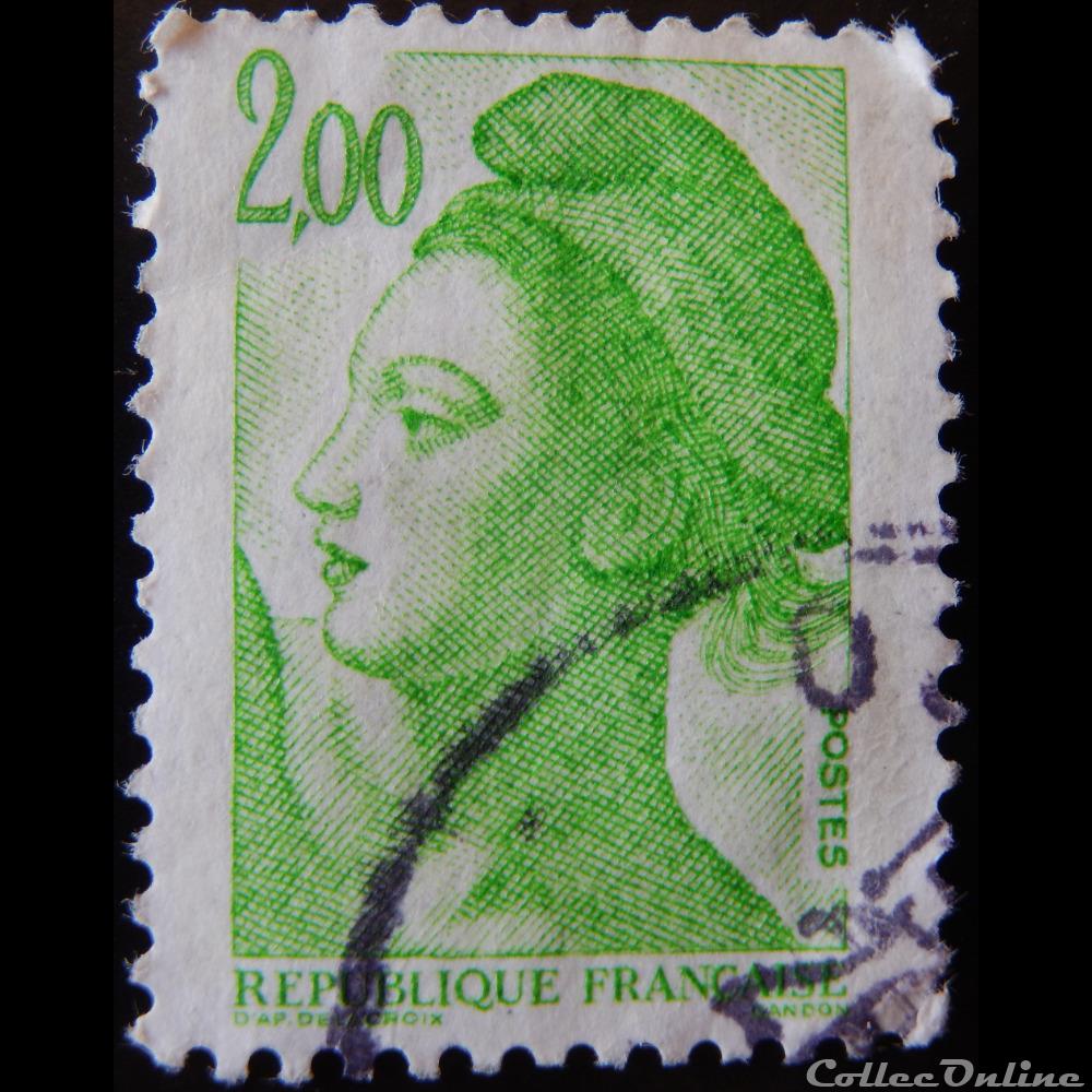 02188 La République, type Liberté - 2F vert-jaune de 1982 timbre france 02188 la republique type liberte 2f vert jaune de 1982