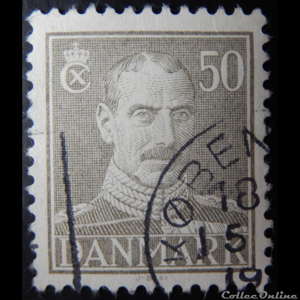 Danemark 00289 roi Christian X de 50ore de 1945 timbre europe danemark 00289 roi christian x de 50ore de 1945