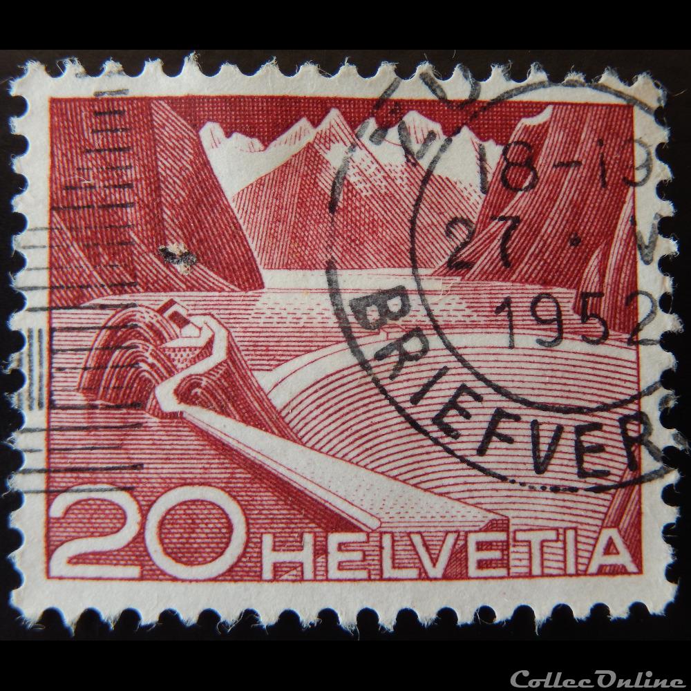 Suisse 00485 Réservoir de Grimsel 20cts de 1949 3 timbre europe suisse 00485 reservoir de grimsel 20cts de 1949