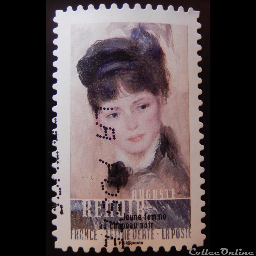 AA01260 Auguste Renoir Jeune femme au chapeau noir lettre verte timbre france aa01260 auguste renoir jeune femme au chapeau noir lettre verte