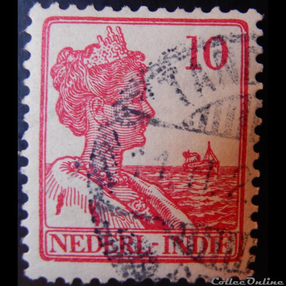 timbre europe pays bas inde 00108 reine wilhelmina 10c de 1914