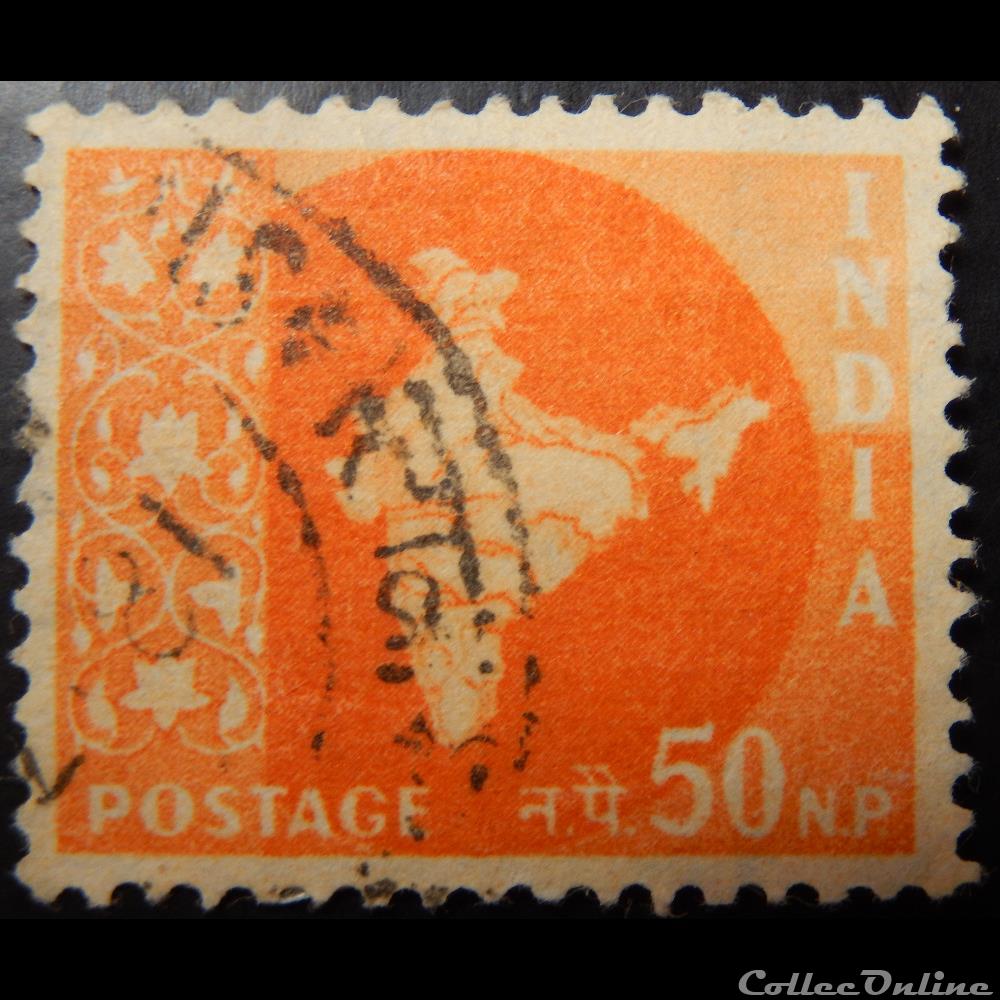 Inde 00081 carte de l'Inde 50NP de 1957 timbre asie inde 00081 carte de inde 50np de 1957