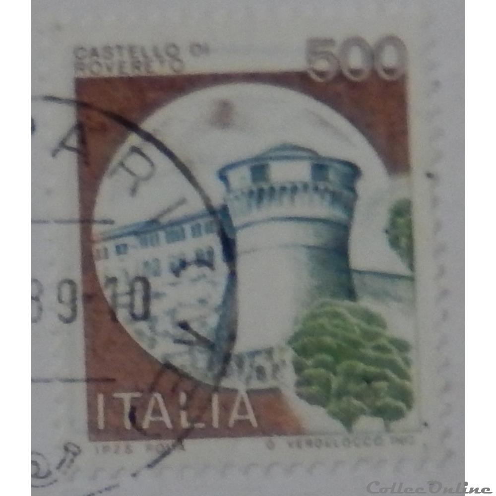 timbre europe italie 01451 chateau de rovereto 500 lires de 1980