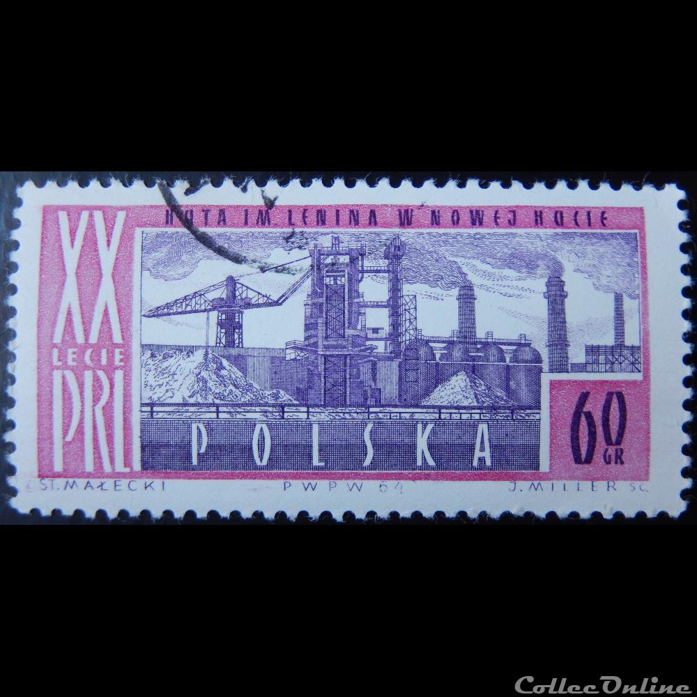 timbre europe pologne 01363 usine metallurgique de nowa huta 60gr de 1964