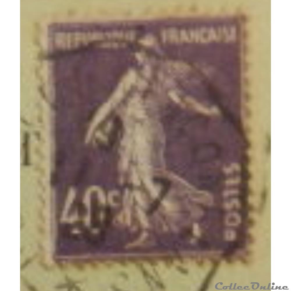 timbre france 00236 semeuse fond plein sans sol 40c violet de 1927