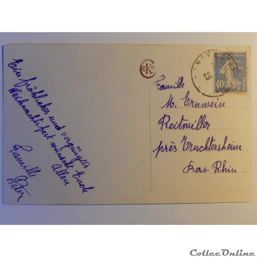 CPA joyeux noël avec neige. carte postale lorraine cpa joyeux noel avec neige