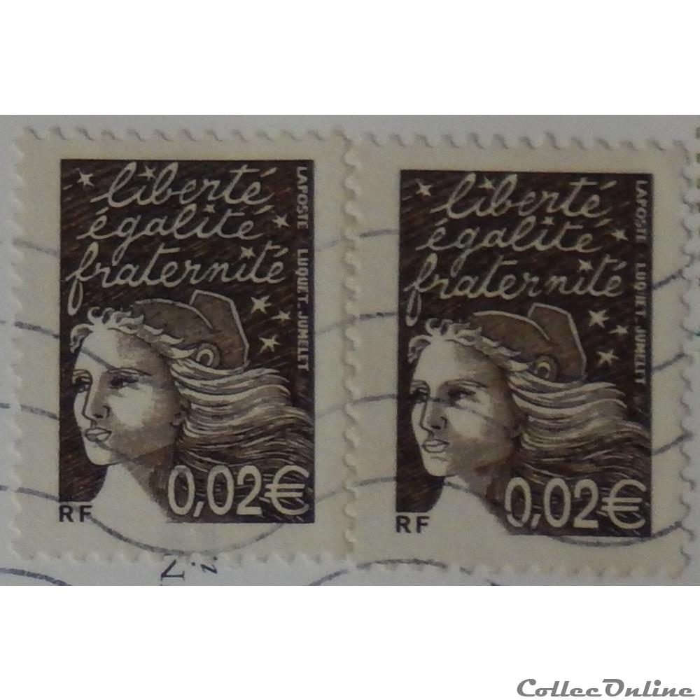 03444 Marianne de Luquet 0,02 € brun de 2002 4 timbre france 03444 marianne de luquet 0 02 brun de 2002