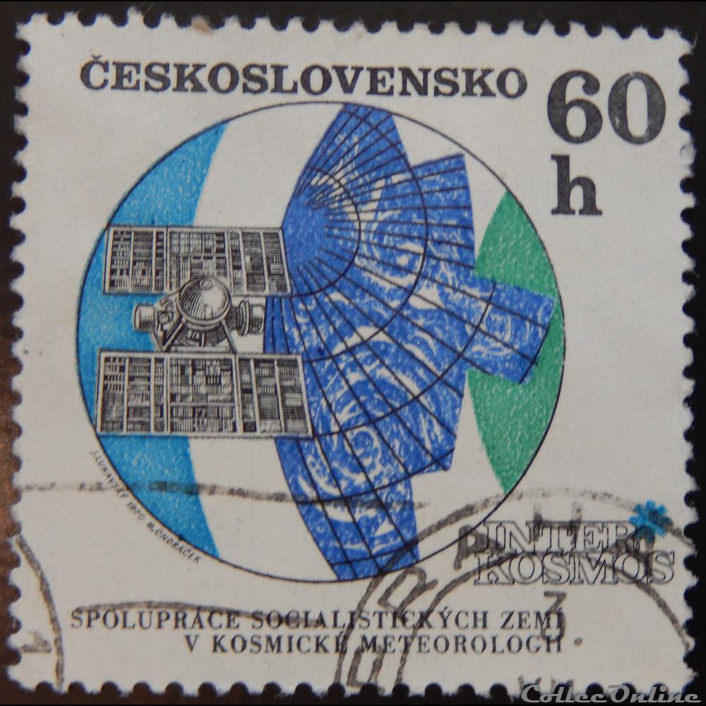 Tchécoslovaquie 01816 satellite météorologique Molniya 60 h de 1970 timbre europe republique tcheque tchecoslovaquie 01816 satellite meteorologique molniya 60 h de 1970