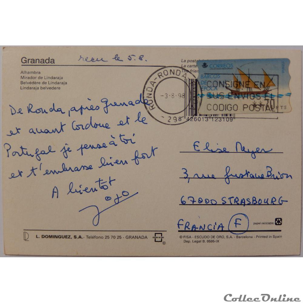 CP d'Espagne, Andalousie, Grenade carte postale europe rhone alpe cp espagne andalousie grenade