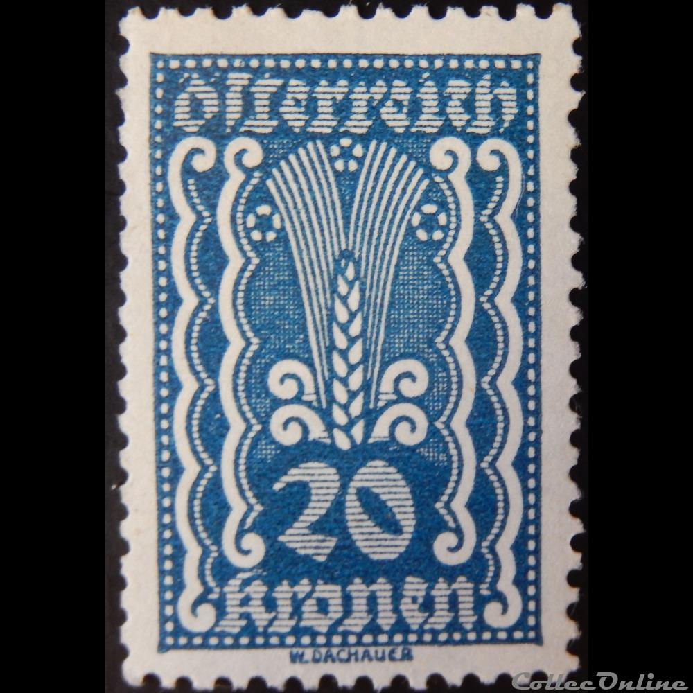 timbre europe autriche 00263 symbolisme epi de mais 20kr de 1922
