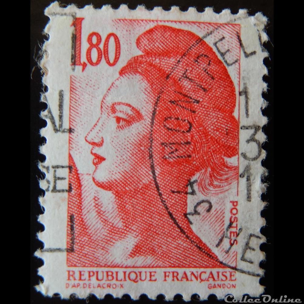 timbre france 02220 republique type liberte 1f80 rouge de 1982