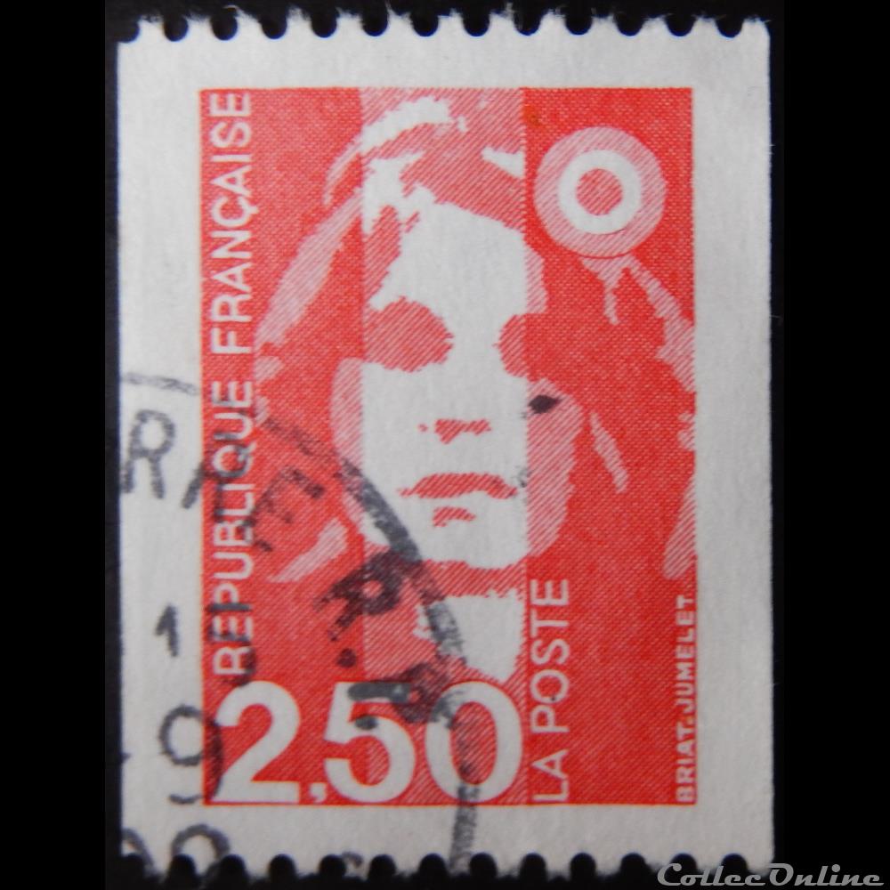 02719 Marianne de Briat 2F50 dentelure horizontale rouge de 1991 timbre france 02719 marianne de briat 2f50 dentelure horizontale rouge de 1991