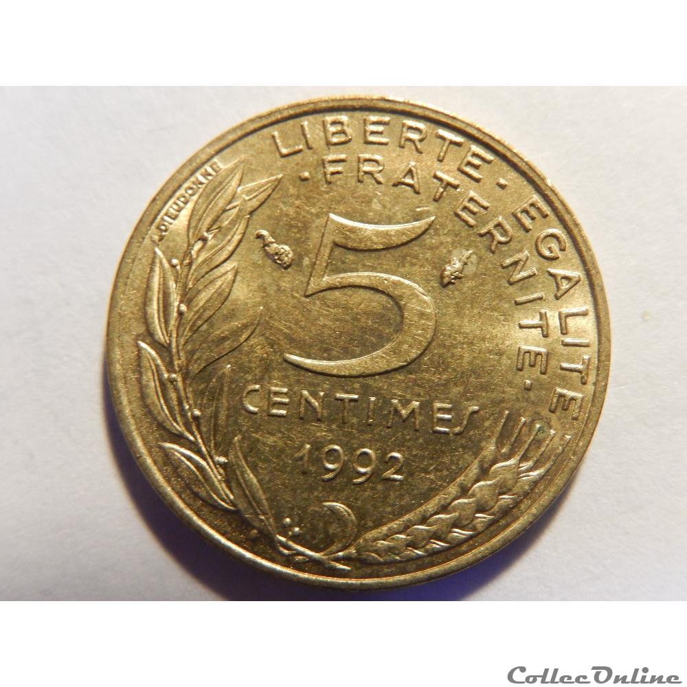 5 centimes Marianne 1992 3 plis monnaie france moderne 5 centimes marianne 1992 3 plis