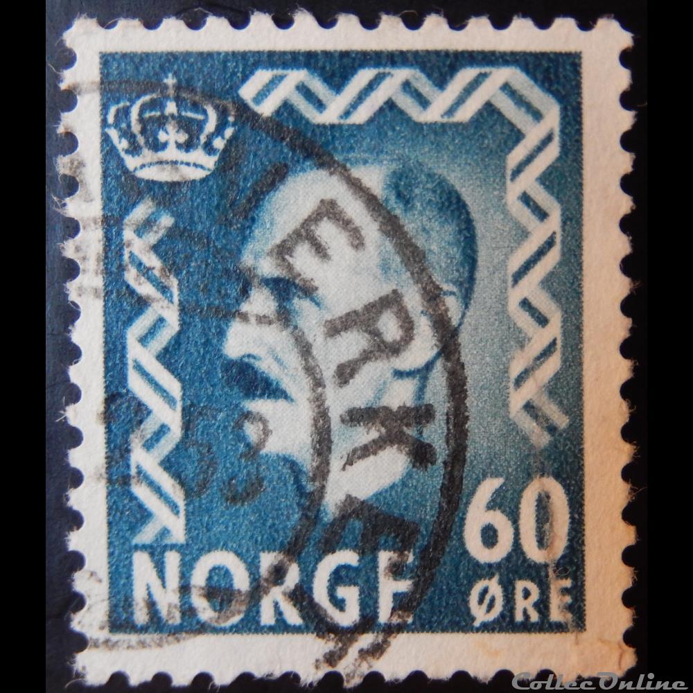 Norvège 00330B roi Haakon VII 60ore de 1951 timbre europe norvege 00330b roi haakon vii 60ore de 1951