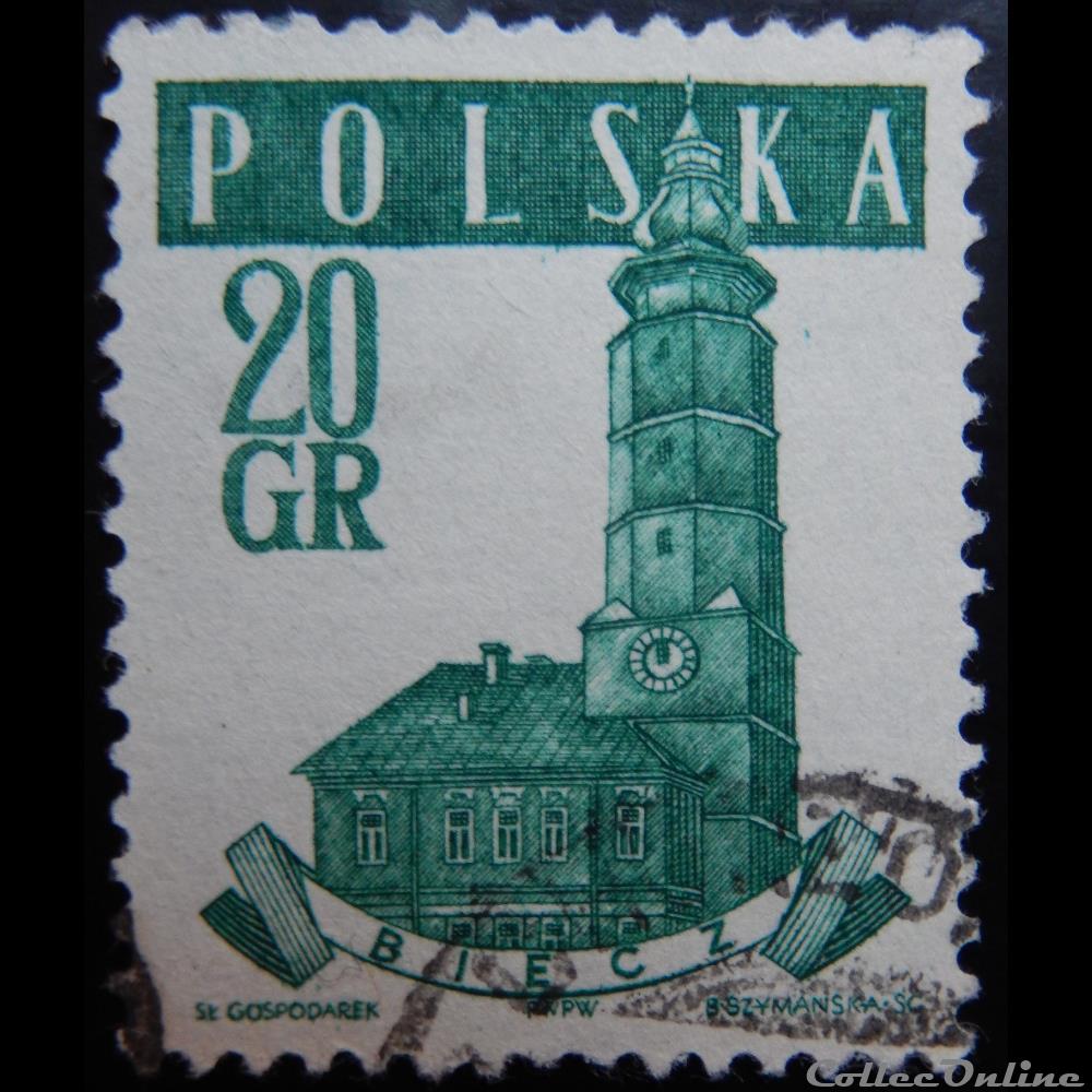 timbre europe pologne 00923 biecz 20gr de 1958