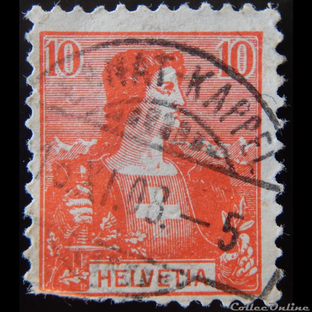 Suisse 00116 Helvetia 10cts de 1907 timbre europe suisse 00116 helvetia 10cts de 1907