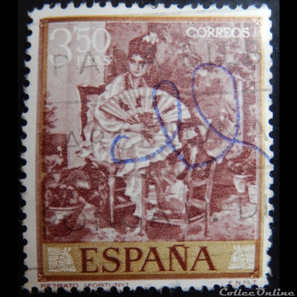 Espagne 01514 peinture de Mariano Fortuny 3.50Ptas de 1968 timbre europe espagne 01514 peinture de mariano fortuny 3 50ptas de 1968