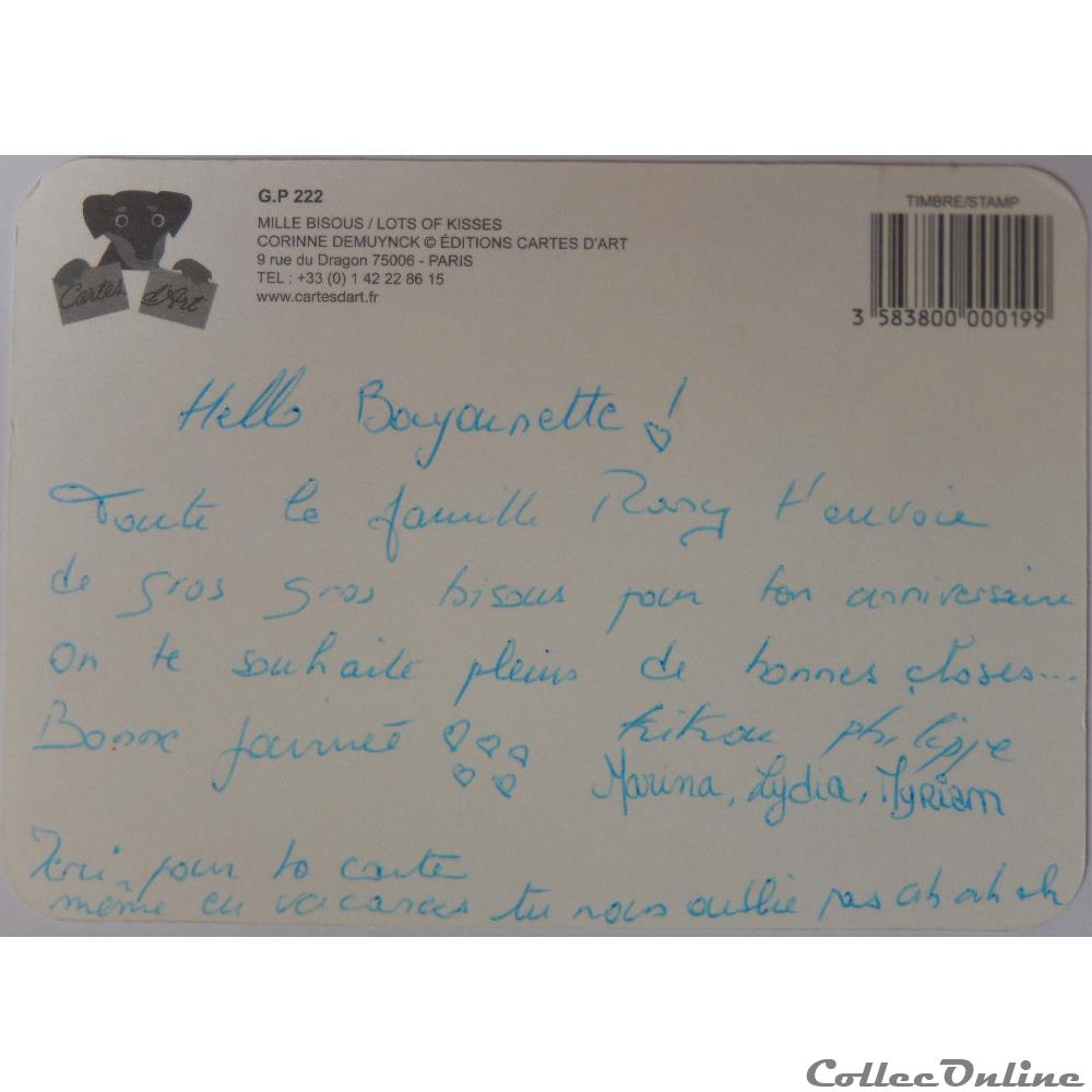 Cp de mille bisous postcards