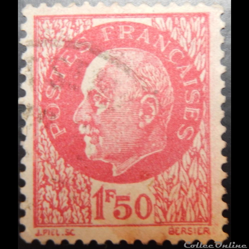 00516 Maréchal Pétain, type Bersier, l F 50 rose timbre france 00516 marechal petain type bersier l f 50 rose