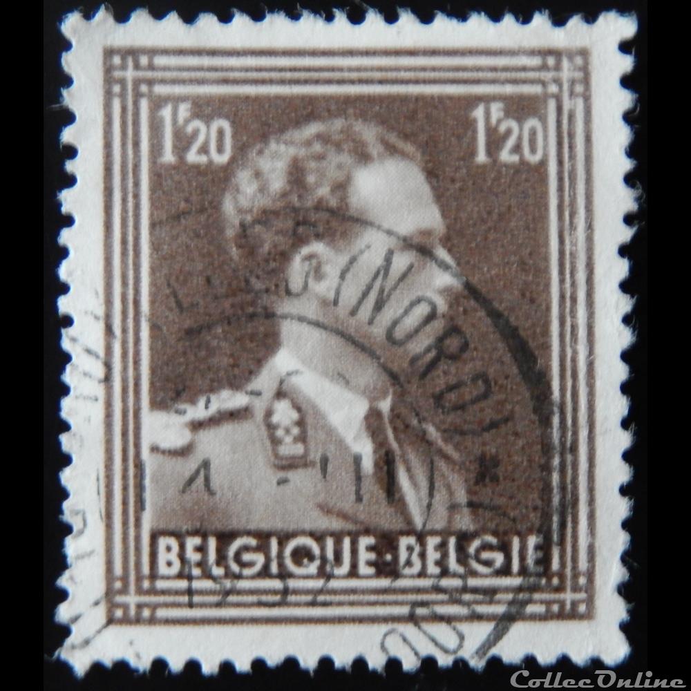 Belgique 00845 roi Léopold III 1F20 de 1951 timbre europe belgique 00845 roi leopold iii 1f20 de 1951
