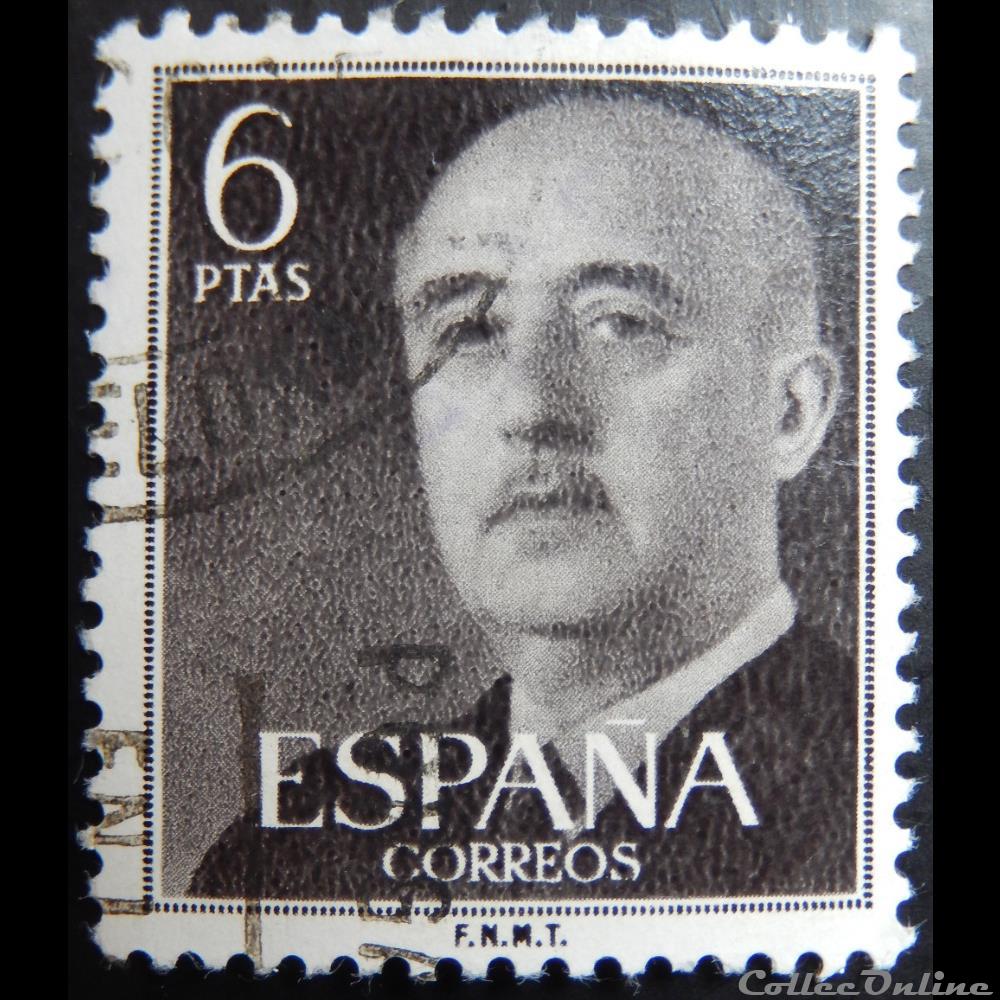 Espagne 00868 général Francisco Franco 6Ptas de 1955 timbre europe espagne 00868 general francisco franco 6ptas de 1955