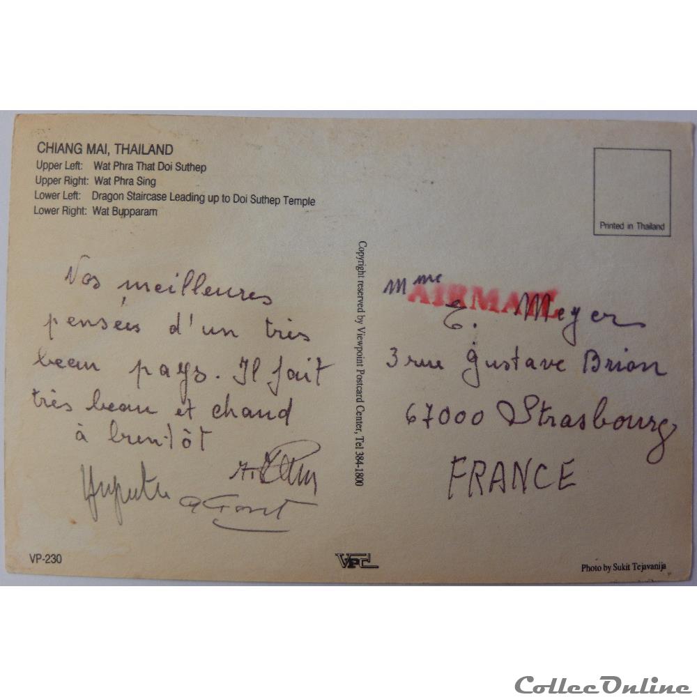 carte postale asie provence cote azur cp de thailande chiang mai