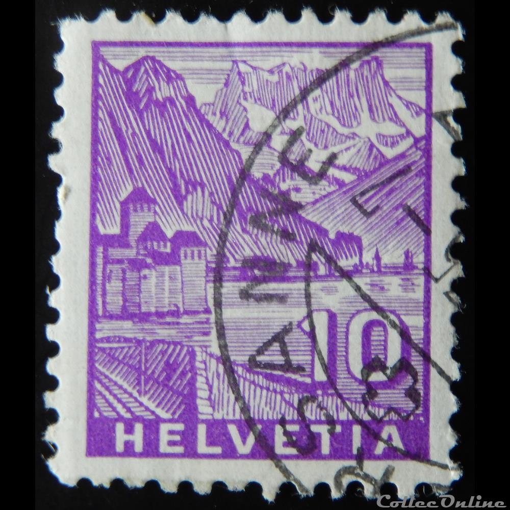 timbre europe suisse 00273 chateau chillon et dents du midi 10cts de 1934
