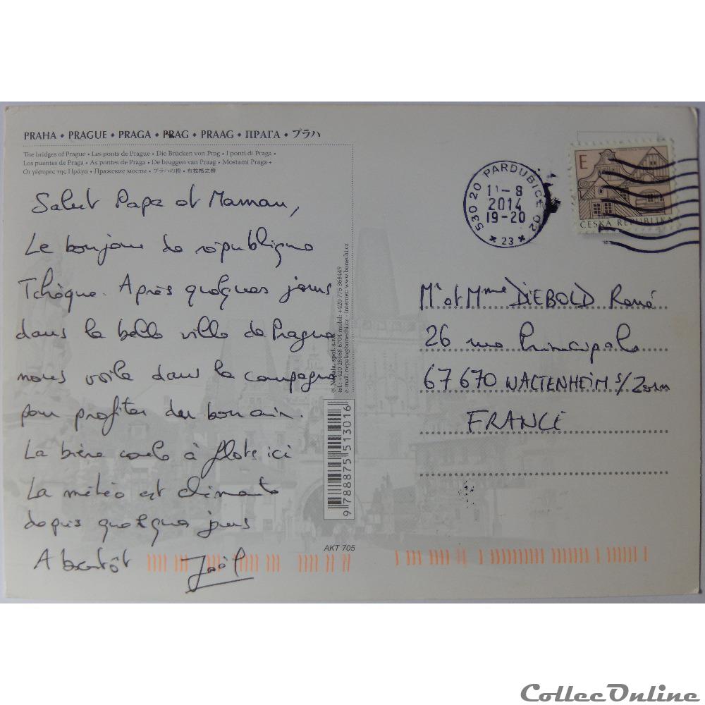 CP de la république Tchèque, Prague carte postale europe alsace cp de la republique tcheque prague