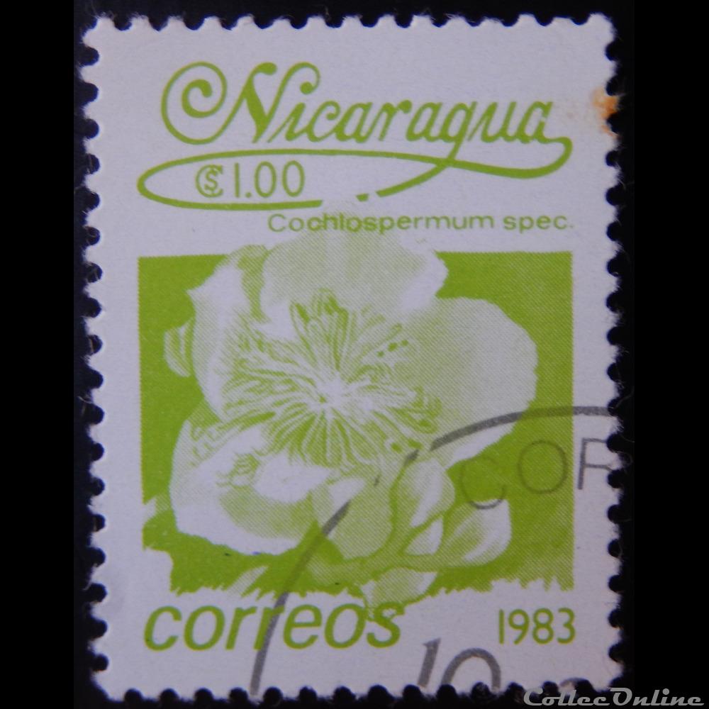 timbre amerique nicaragua 01248 fleur faux cotonnier 1c de 1983