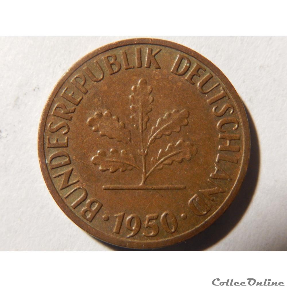 Allemagne, 1 pfennig de 1950 monnaie monde allemagne 1 pfennig de 1950