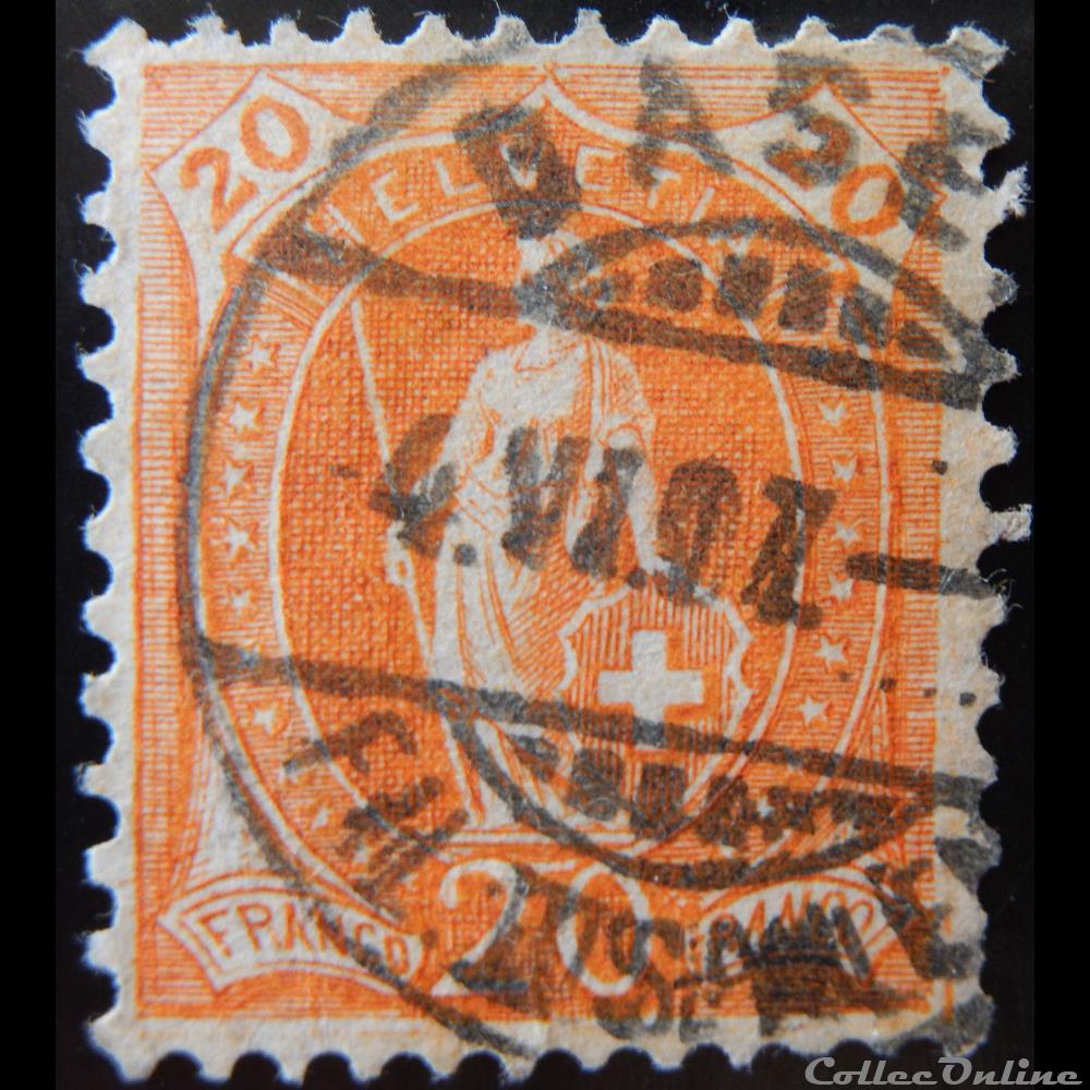 Suisse 00106 Helvetia 20cts de 1907 timbre europe suisse 00106 helvetia 20cts de 1907