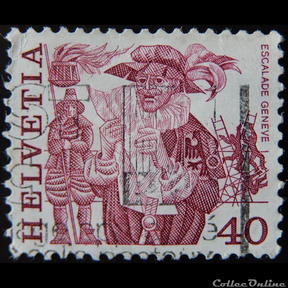 Suisse 01037 coutumes populaires 40cts de 1977 timbre europe suisse 01037 coutumes populaires 40cts de 1977