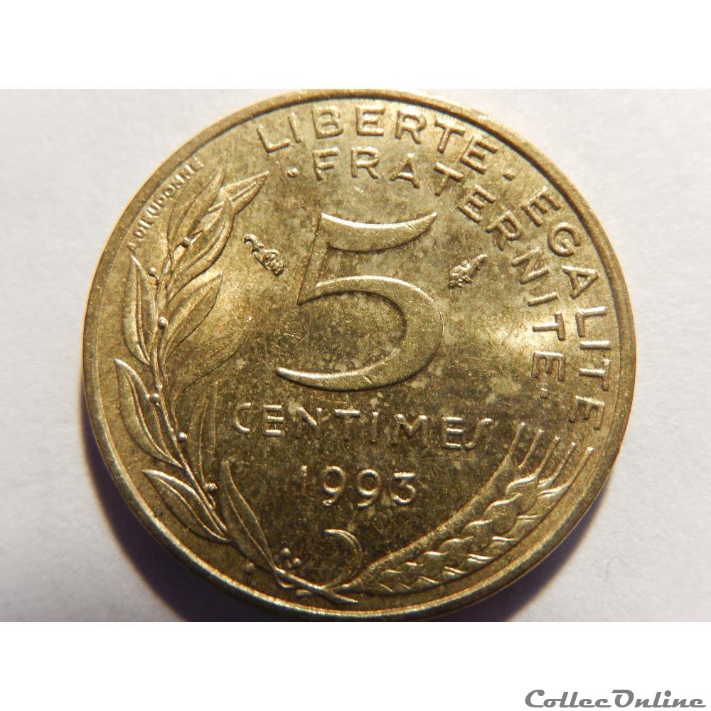 5 centimes Marianne 1993 3 plis monnaie france moderne 5 centimes marianne 1993 3 plis