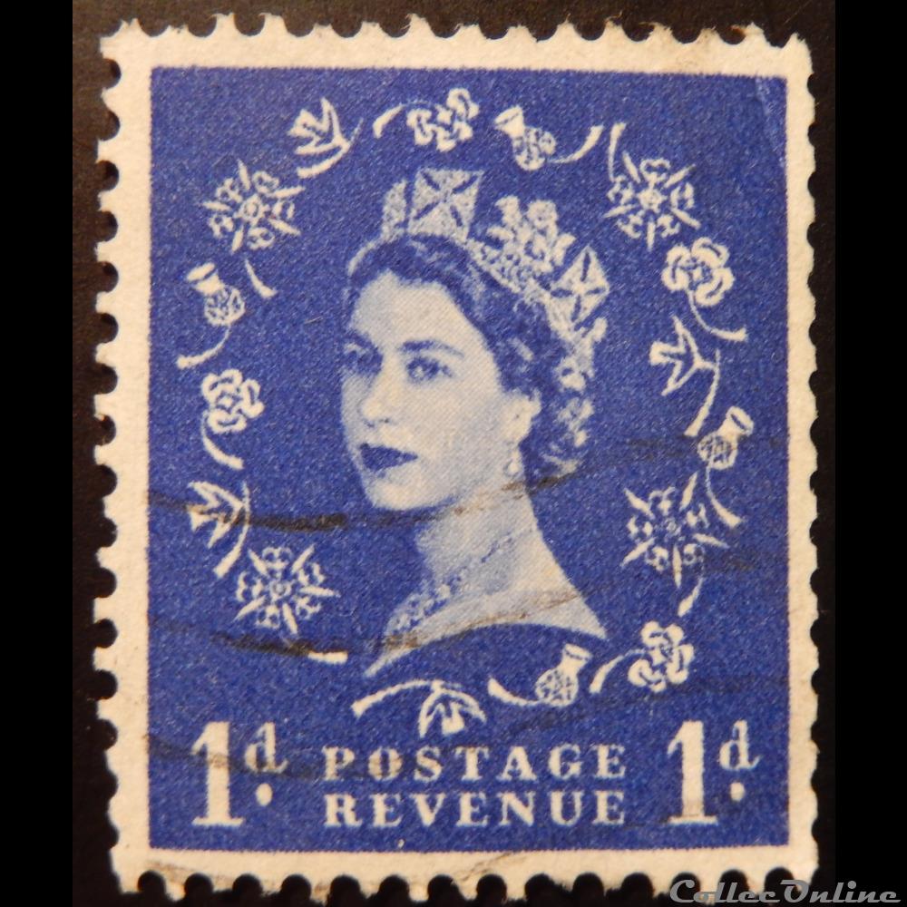 Royaume-Uni 00288 reine Elisabeth II 1d de 1955 timbre europe royaume uni 00288 reine elisabeth ii 1d de 1955