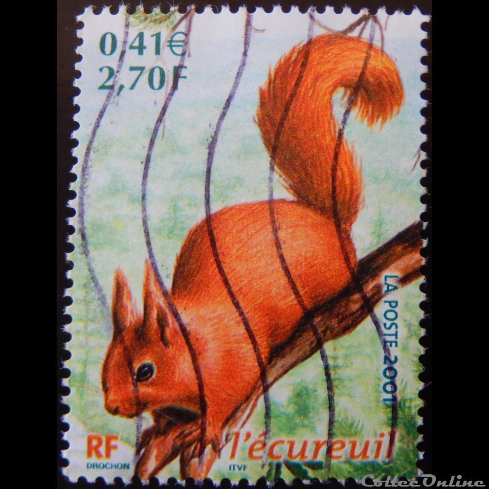 timbre france 03381 animaux des bois ecureuil 2f70 0 41 de 2001