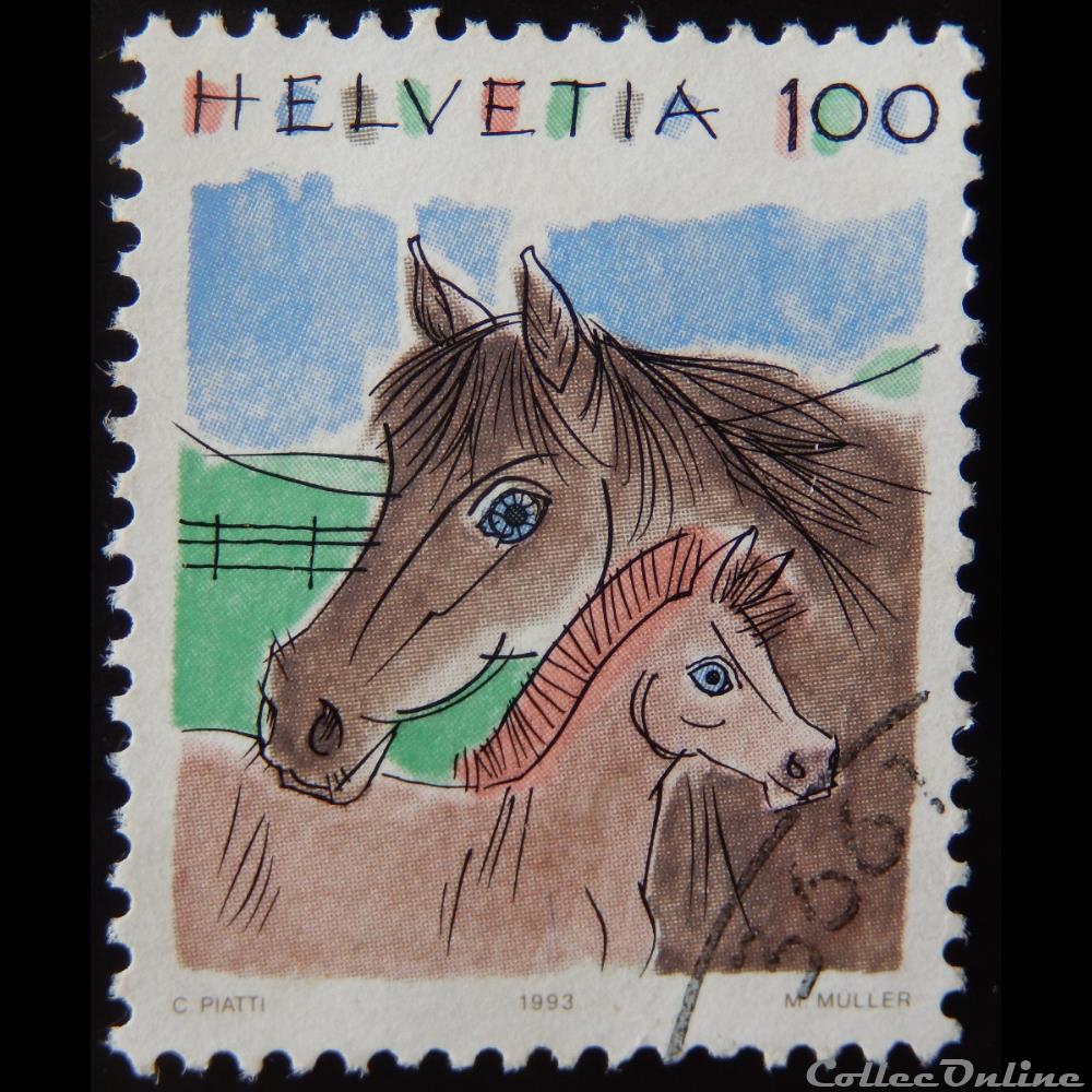 Suisse 01419 Chevaux 100cts de 1993 timbre europe suisse 01419 chevaux 100cts de 1993