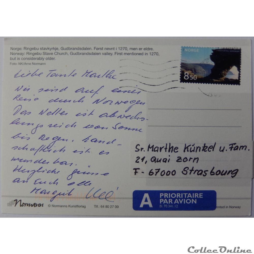CP de la Norvège, Ringebu Stavkyrkje carte postale europe pay loire cp de la norvege ringebu stavkyrkje