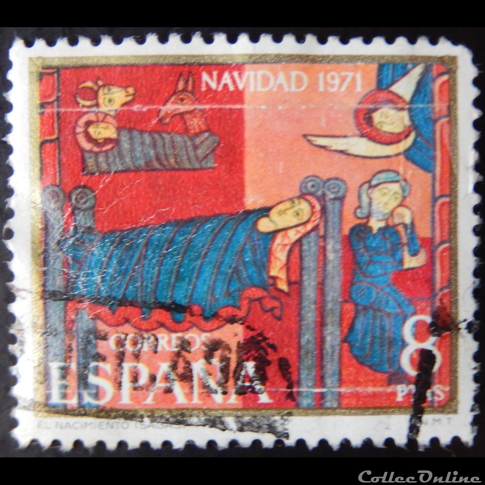timbre europe espagne 01715 scene de la nativite 8ptas de 1971
