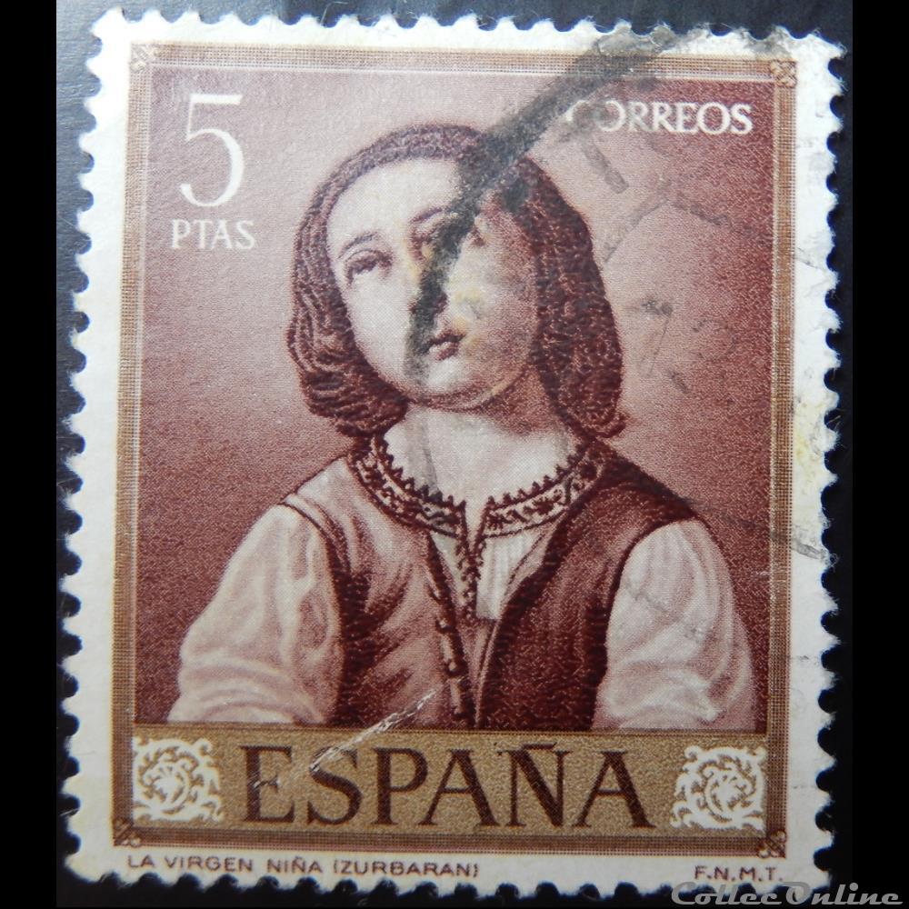 timbre europe espagne 01091 peinture de francisco de zurbaran 5ptas de 1962