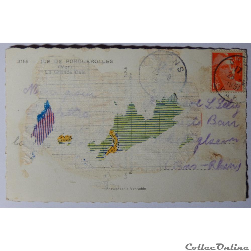 carte postale france provence cote azur cpa du var ile de porquerolles