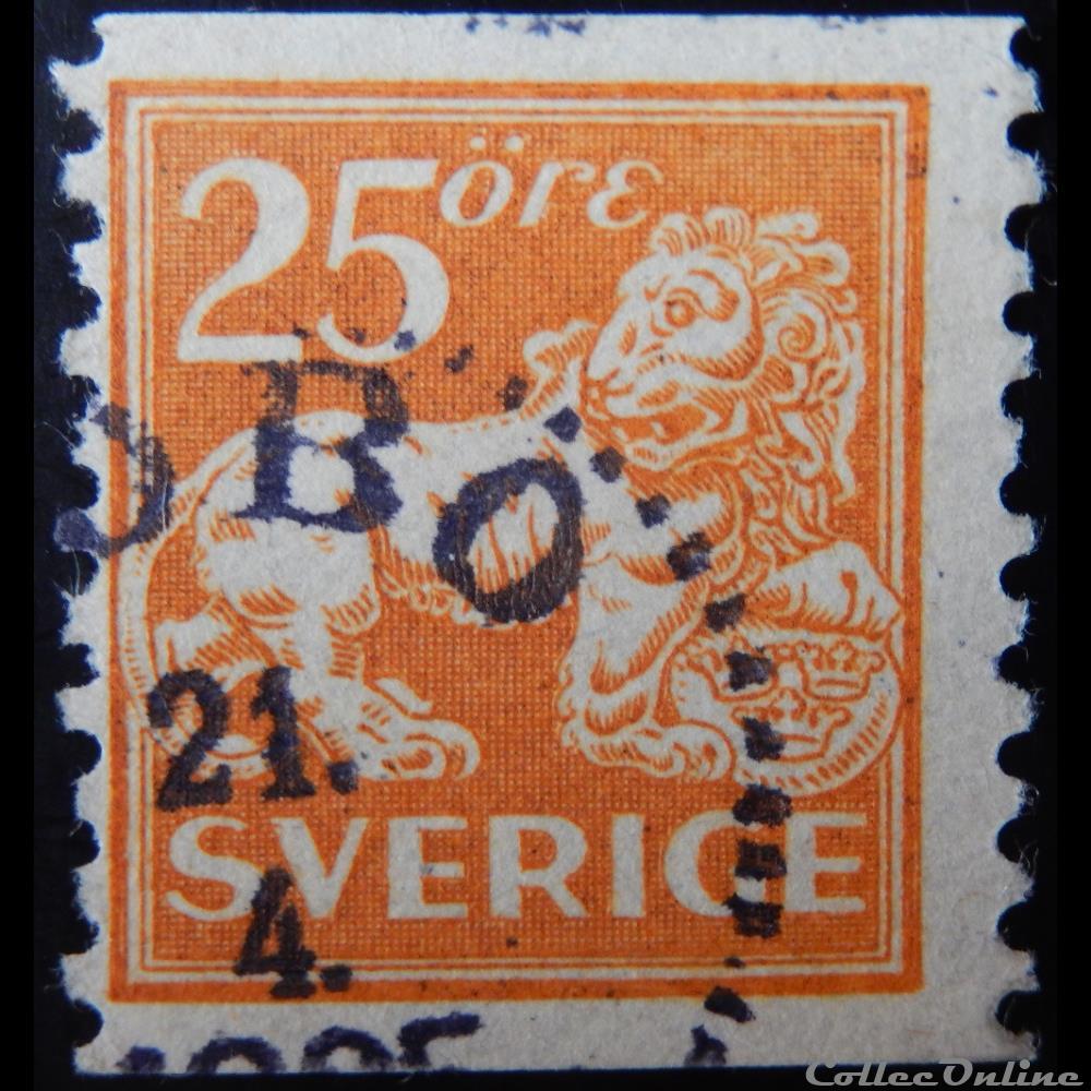 Suède 00133 lion 25öre de 1920 timbre europe suede 00133 lion 25ore de 1920