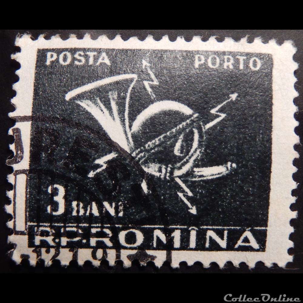 timbre europe roumanie t0121b cor postal avec la foudre 3 bani de 1957