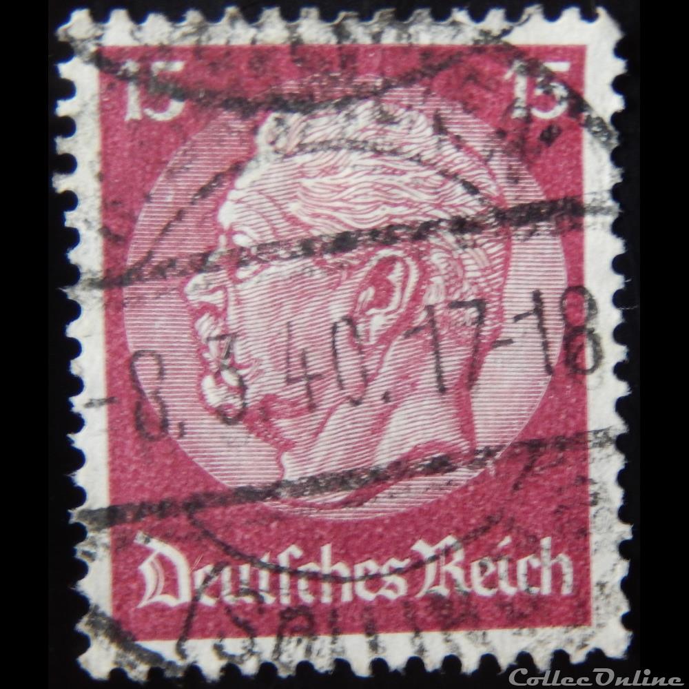 timbre europe allemagne reich 00491 president paul von hindenburg 15pf de 1934