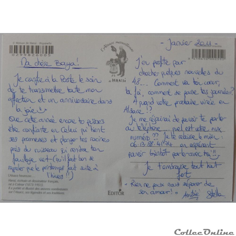 carte postale france cp hansi alsace heureuse